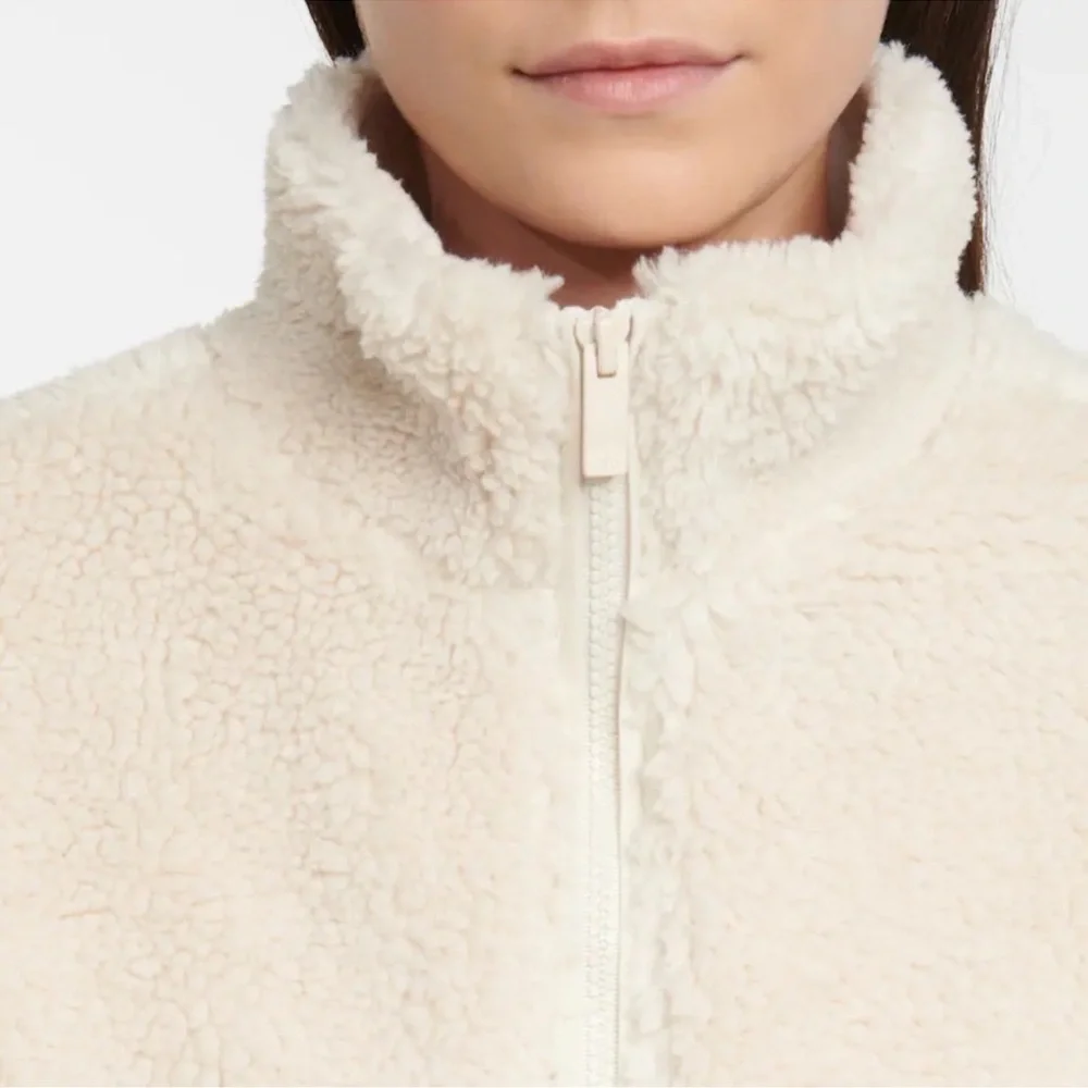 Alo Flurry Mock-Neck Fleece Zip-Up Jacket Cream Small